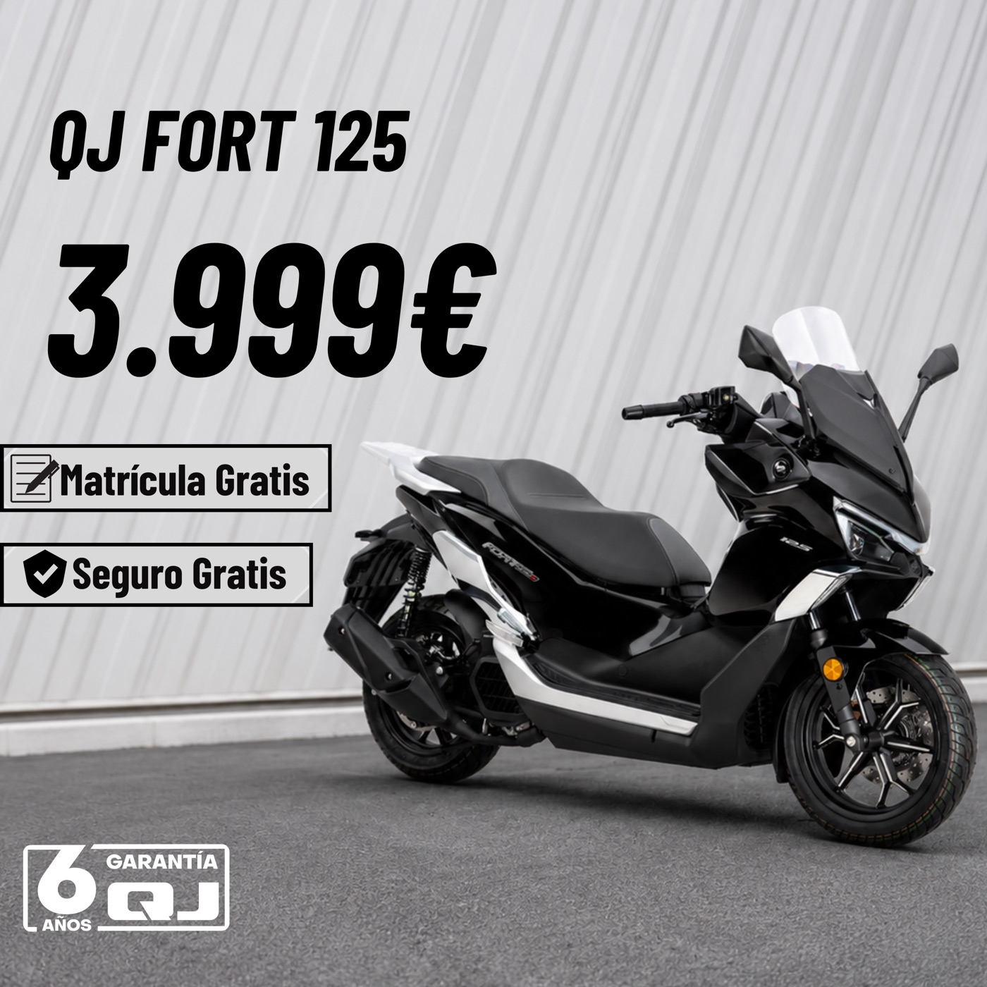 QJ Fort 125 · Matrícula y seguro gratis — Soluciones Motorizadas